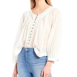 Free People We The Free Cool Meadow Sheer Long Sleever White Top Small